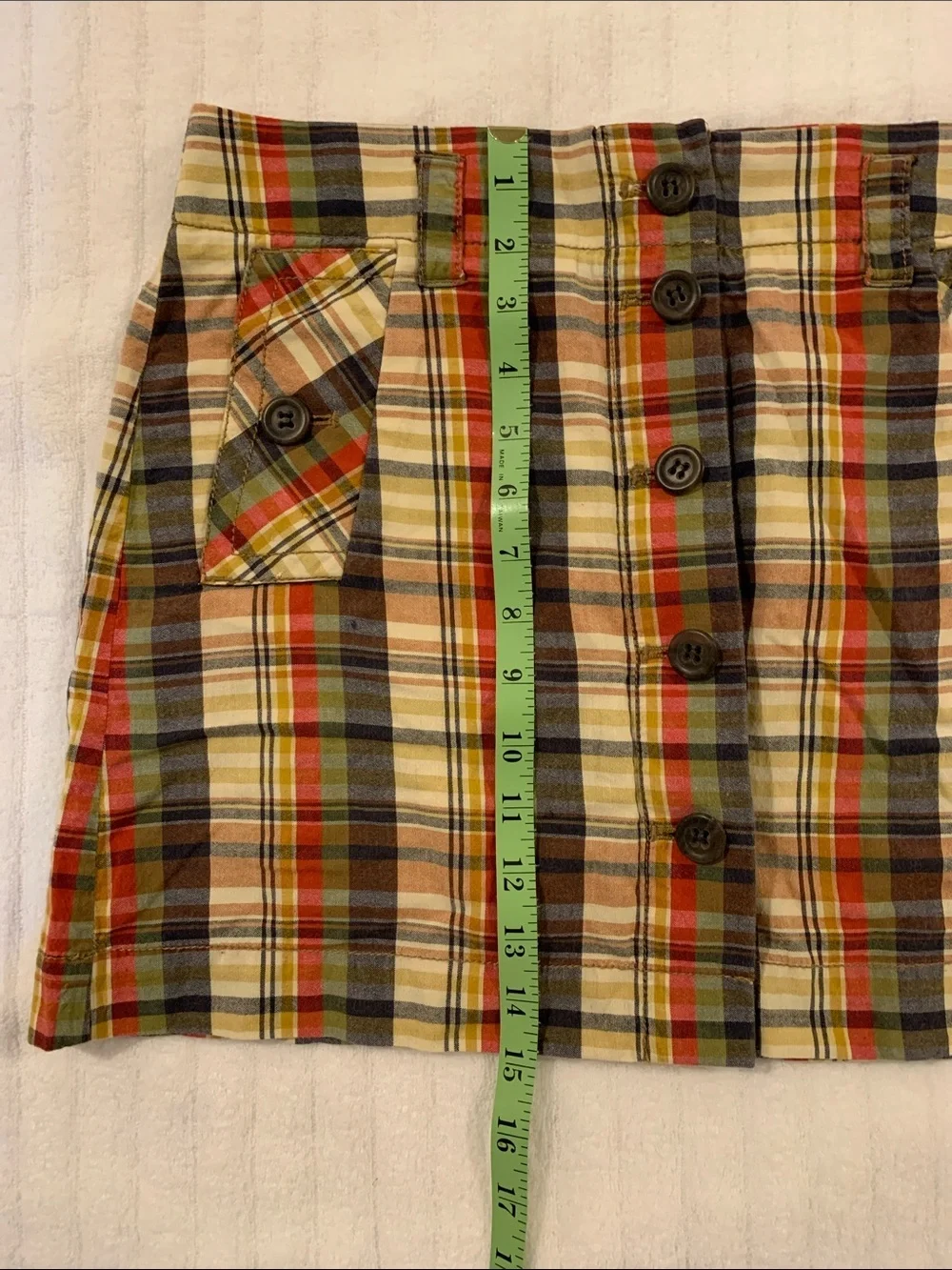 J. Crew 2000’s Madras Multicolor Plaid Button-Front Mini Skirt Preppy Y2K Size 6